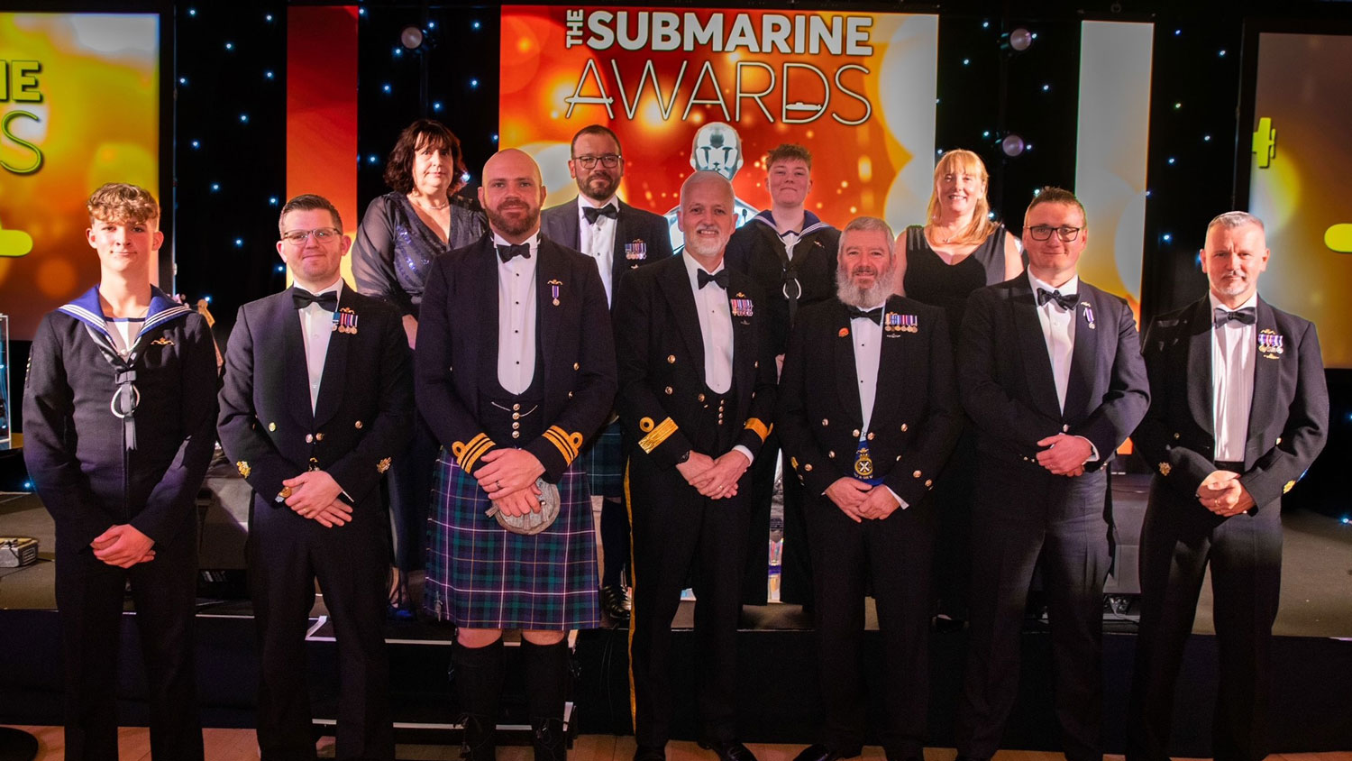 Commodore Paul Dunn with all the award winners at the 2023 Submarine Service Awards CREDIT Royal Navy