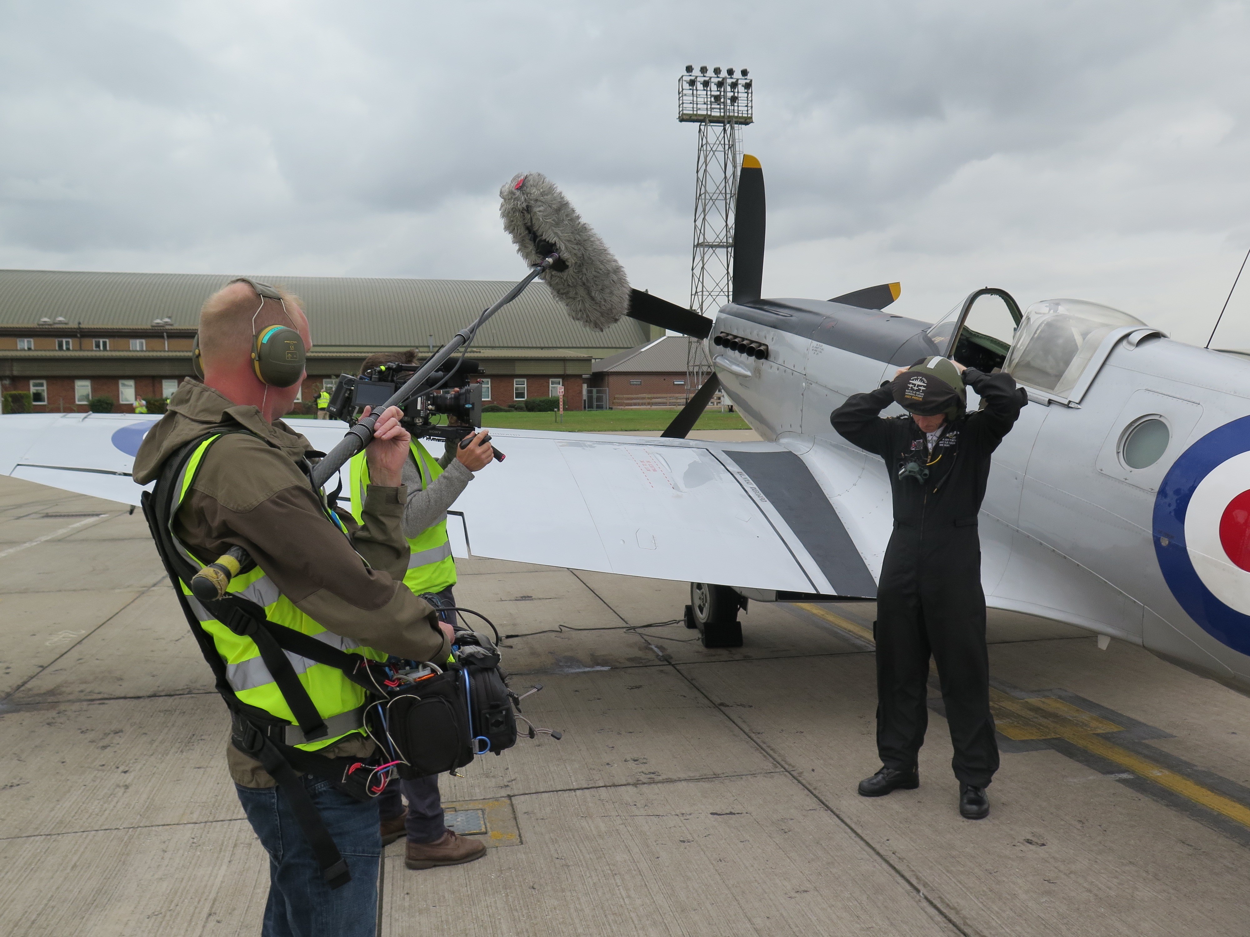 Film crew in the making of Spitfire the feature documentary about Spitfires and Hurricanes