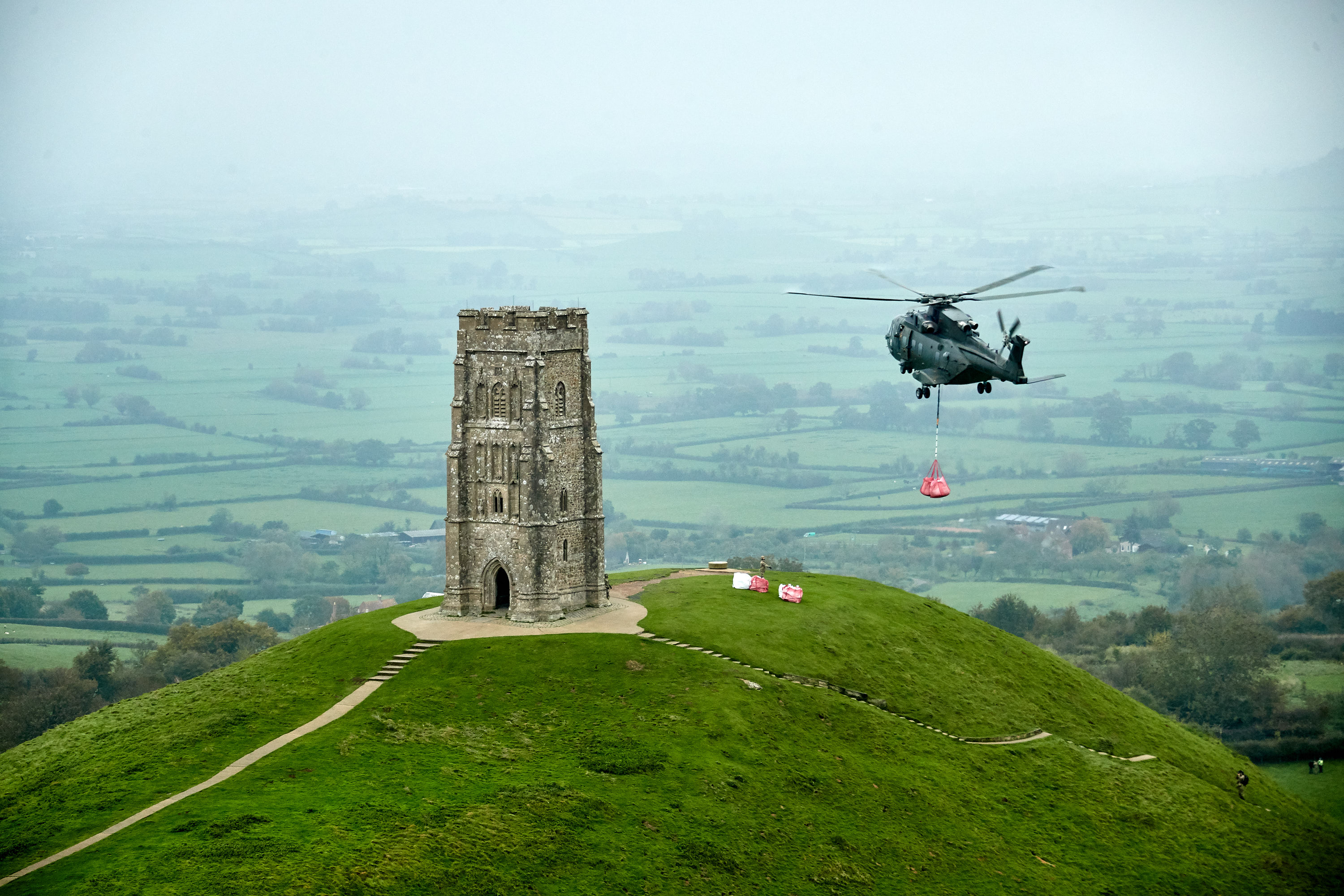 CHS MERLIN HELICOPTER HELPS AT GLASTONBURY TOR