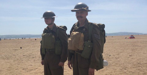 Mark and Finley Downes on the beach. Credit Mark Downes