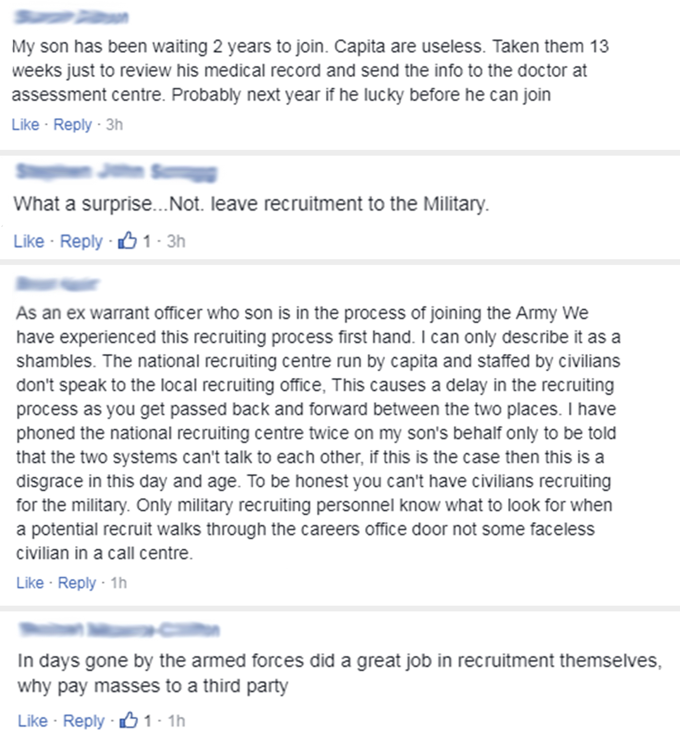 facebook comments on recruitment