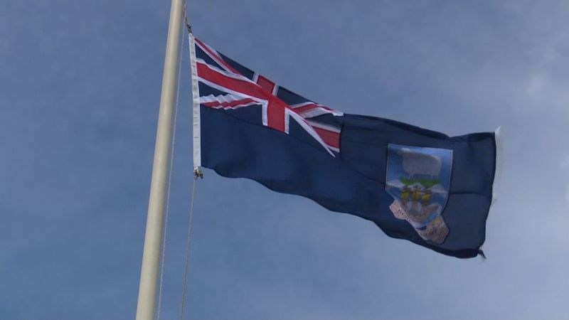 A flag of the Falkland Islands flies in the UK.