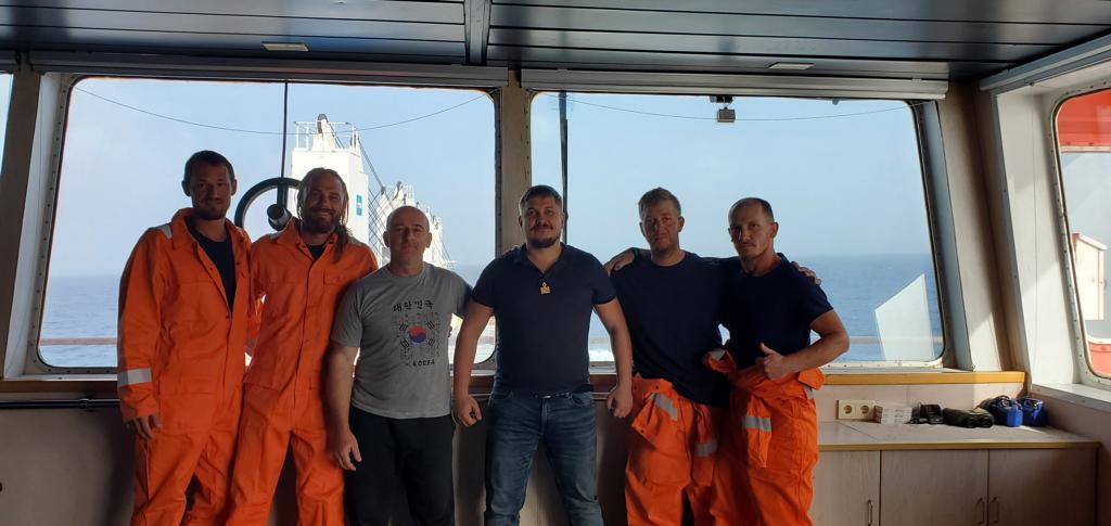 Fight Oar Die team aboard the Hanze Goteborg after being picked up (Picture: Fight Oar Die).