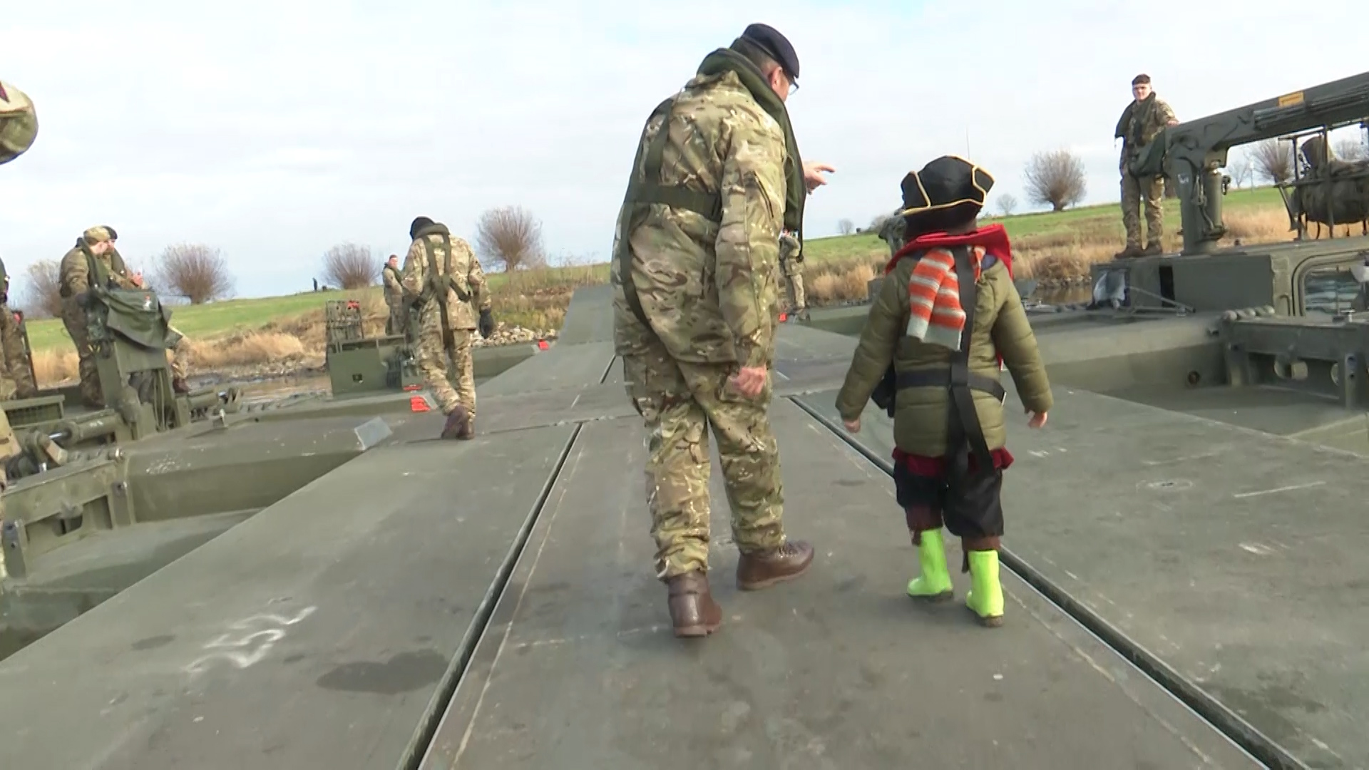 four-year-old boy invited to Royal Engineers base Germany after message in a bottle was found by a soldier training on German river Weser 30112020 CREDIT BFBS