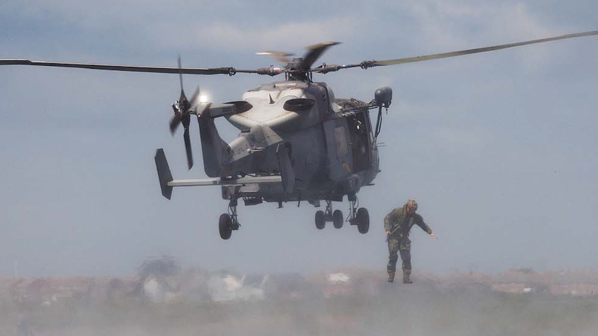 One of 847 NAS's Wildcats carries out a Joint Personnel Recovery serial (Picture Royal Navy/POPhot Lee Blease)