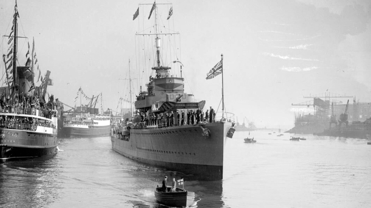 HMS Exmouth was lost in 1940 after she was escorting another ship off the coast of Scotland - her wreckage was found 20 years ago (Picture: Royal Navy)