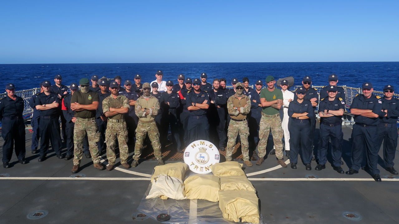 HMS Trent has seized nearly £17m of drugs in the Caribbean Sea (Picture: HMS Trent).