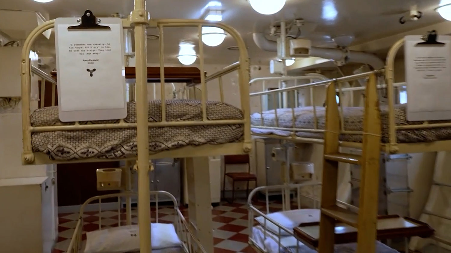 HMS Belfast the sick bay screengrab from video HMS Belfast On Board The Revamped Ship After 18 Months Closed CREDIT BFBS