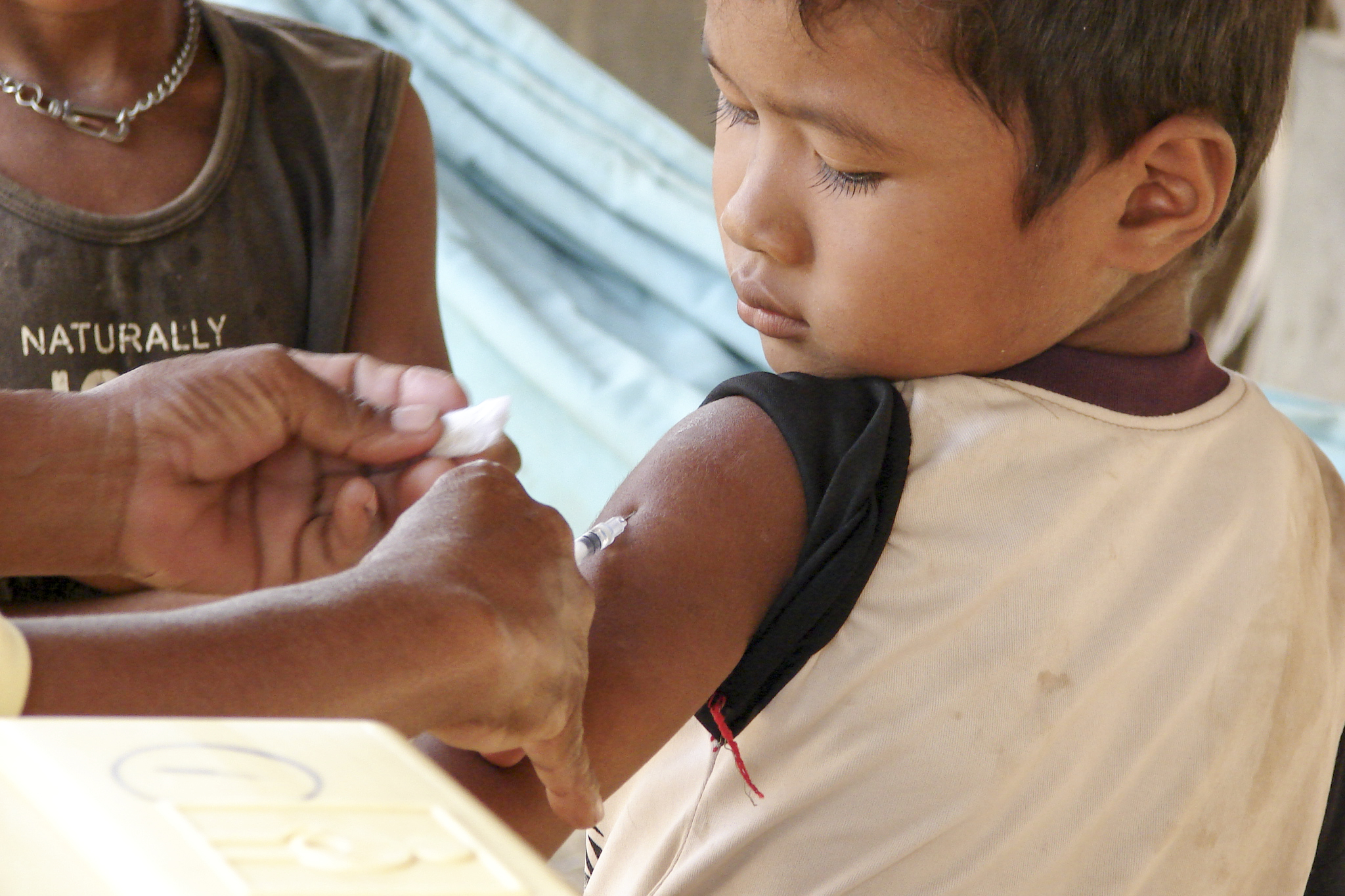 A Cambodian boy receiving his injection of measles vaccine. Credit: US Government (via Rawpixel).