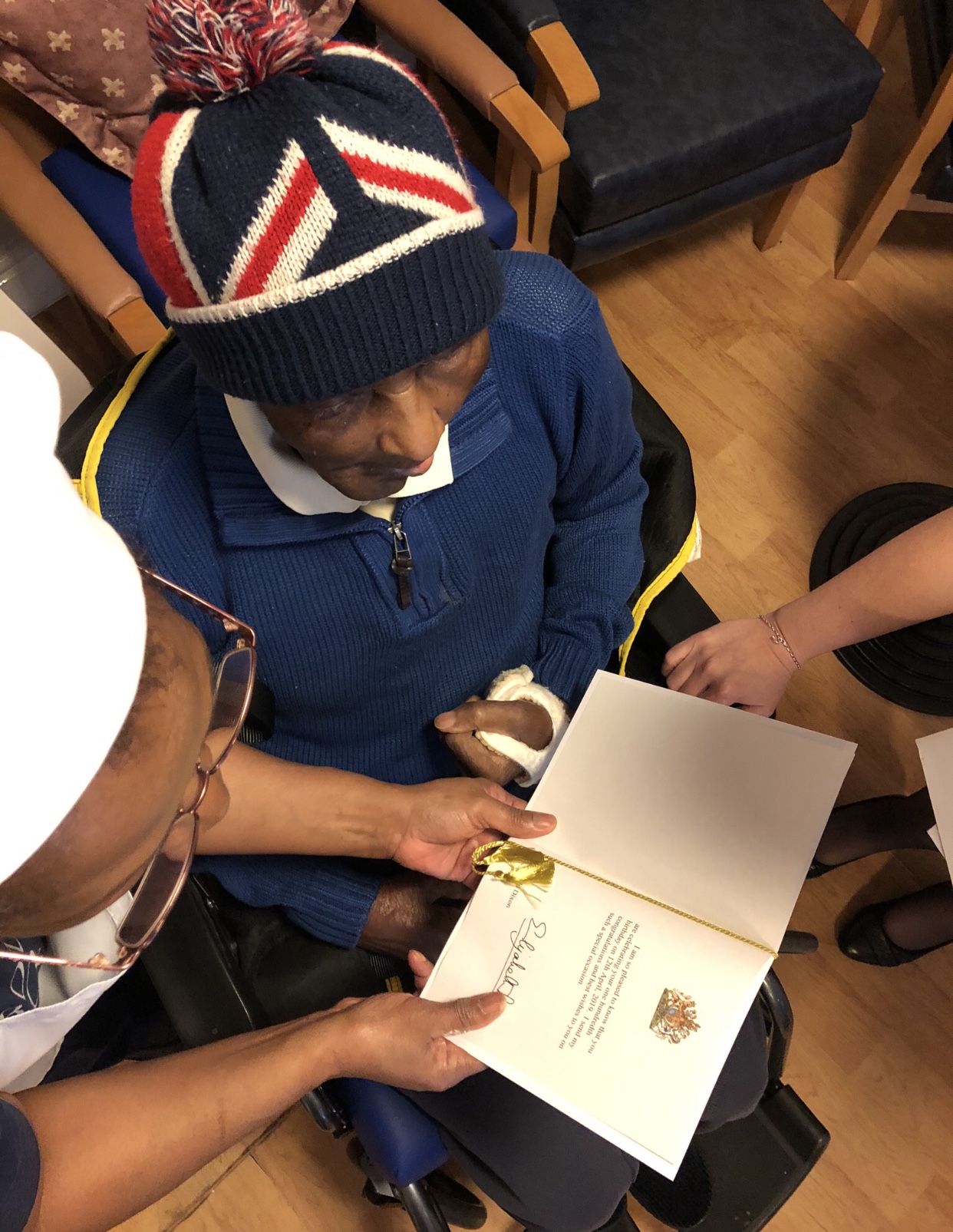 Mr Dixon with his telegram from the Queen (Image: Broughton House)