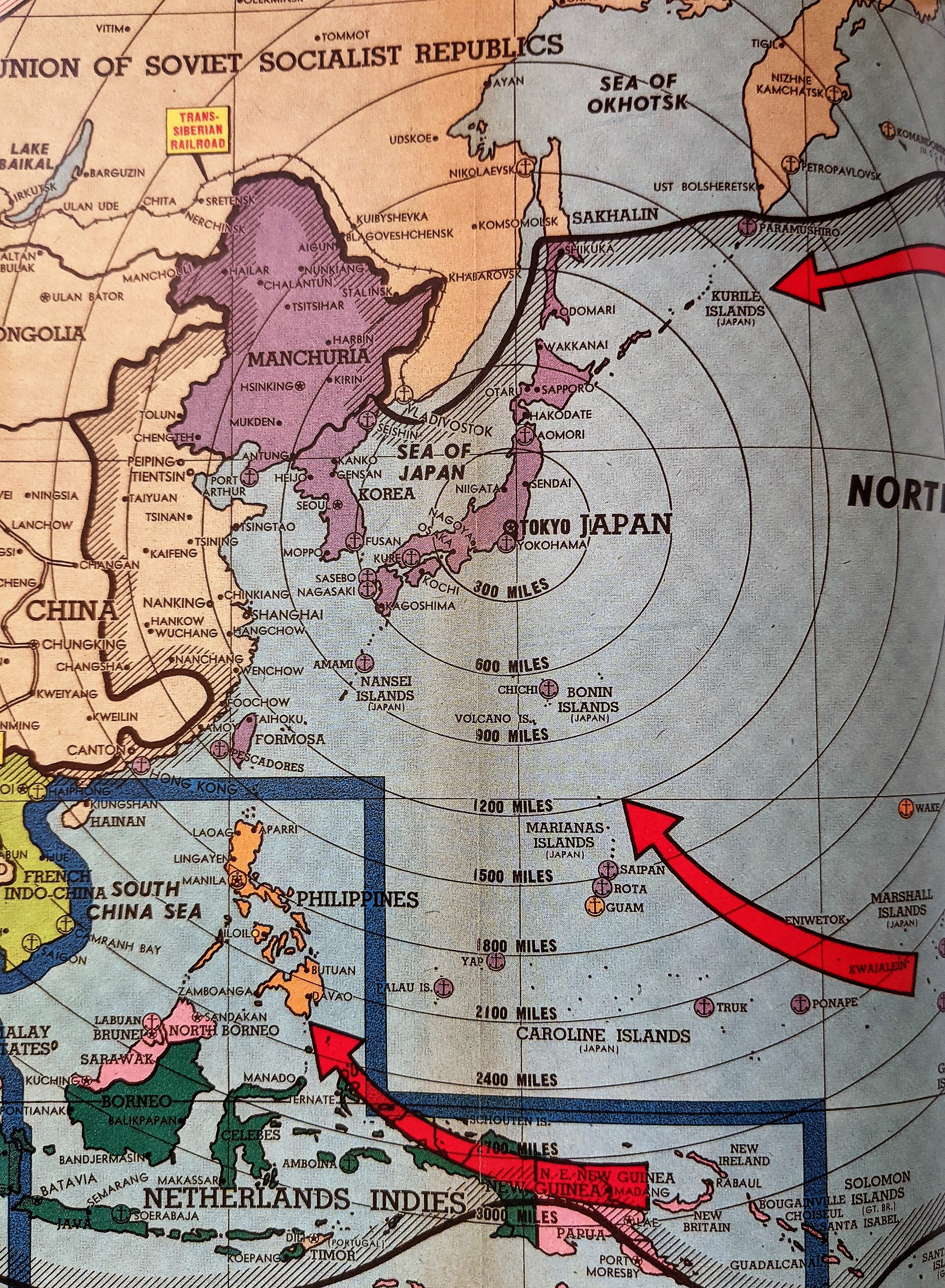'The Threatener is Threatened' - Edwin L. Sundberg's 'Quadruple Threat to Japan', 3 September 1944. Picture: British Library.  