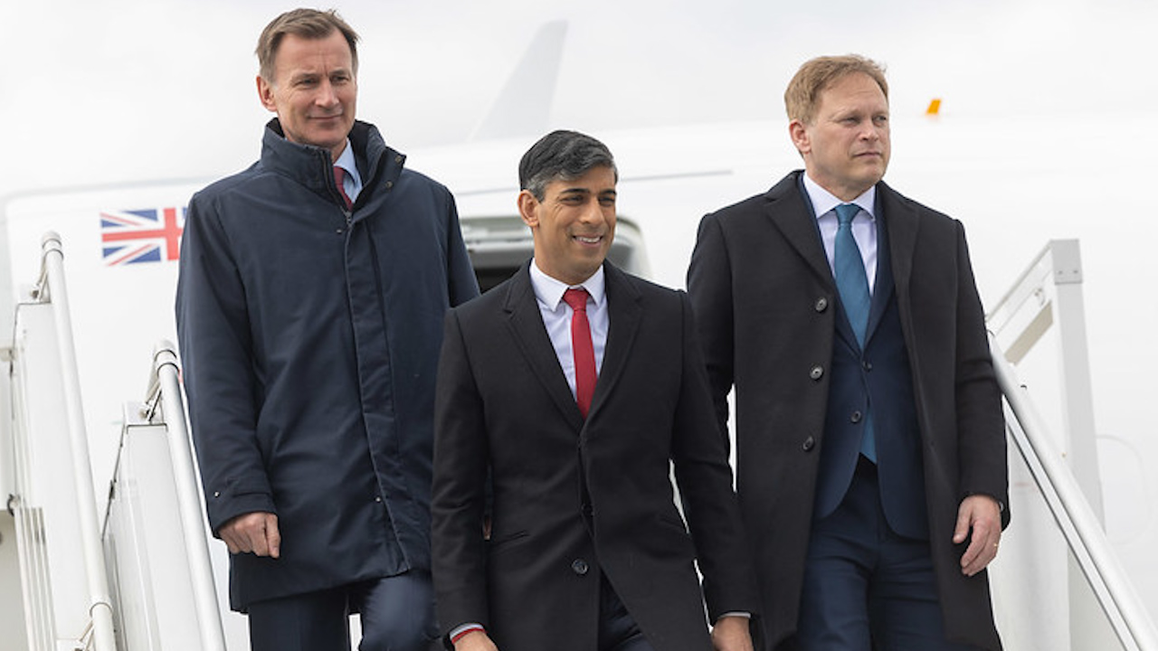 The UK will increase GDP spending to 2.5% on defence. Chancellor of the Exchequer Jeremy Hunt, Prime Minister Rishi Sunak and Defence Secretary pictured left to right (Picture: HM Treasury).