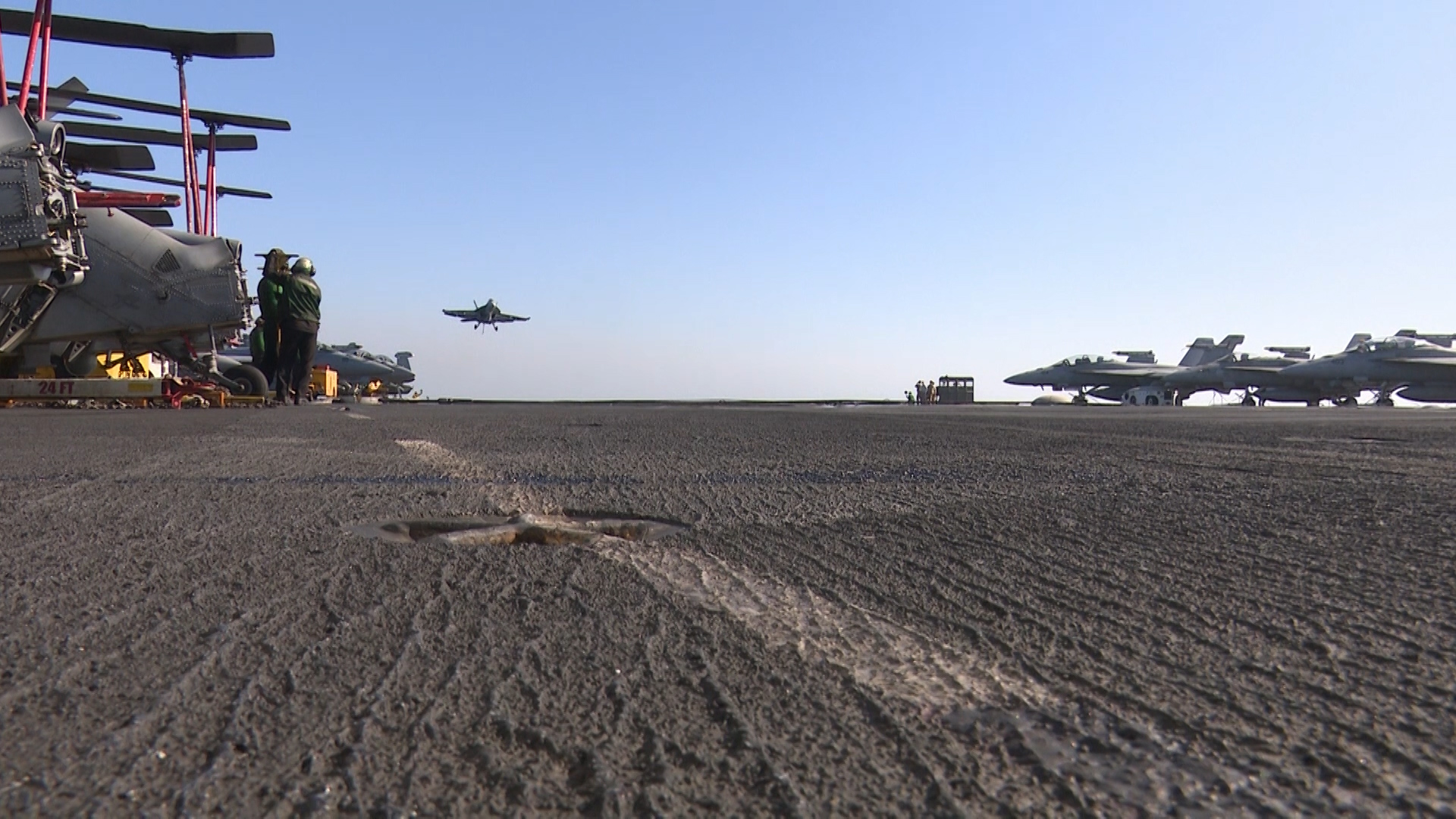 Jet landing on USS Theodore Roosevelt