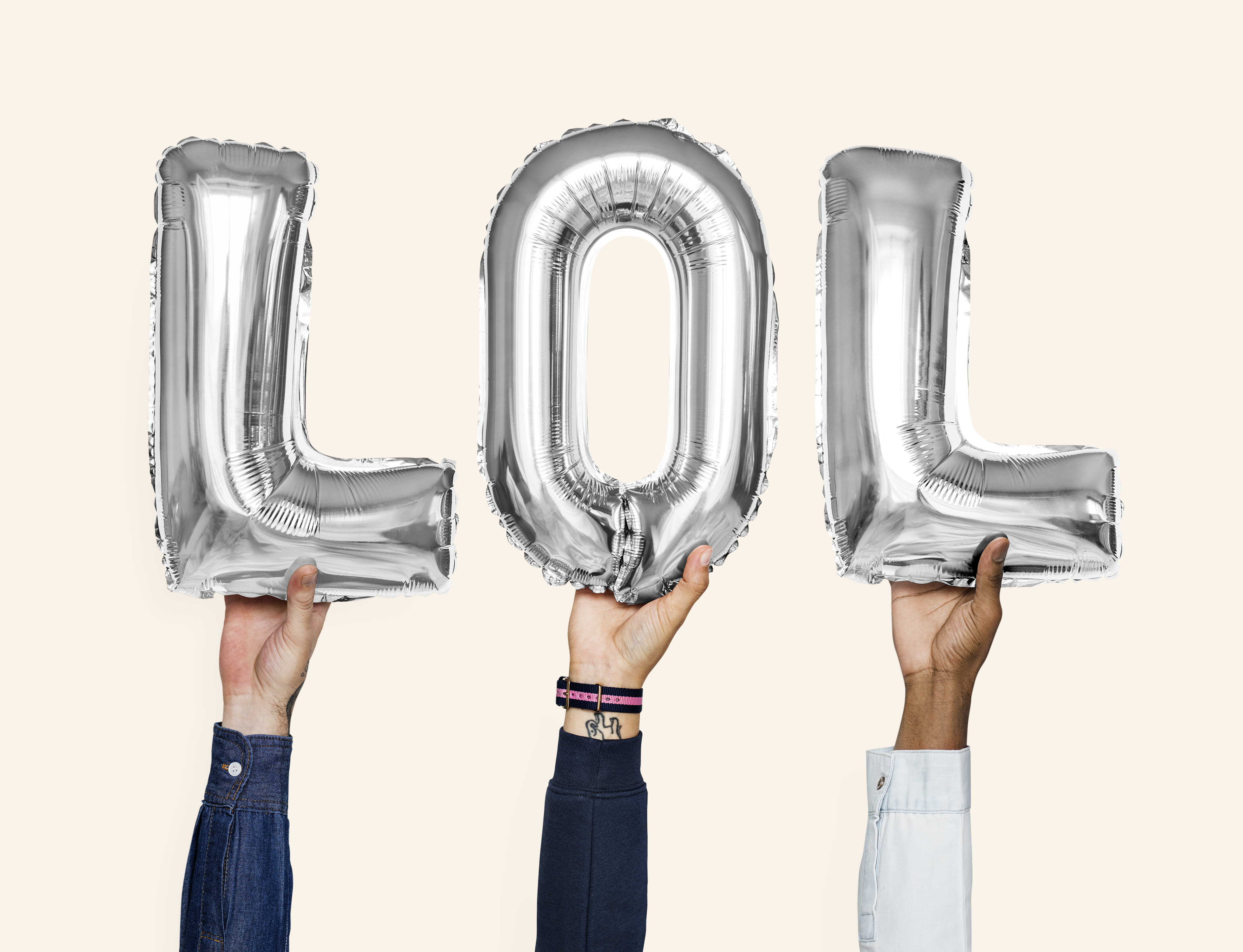LOL sign with helium balloons. Credit: Rawpixel