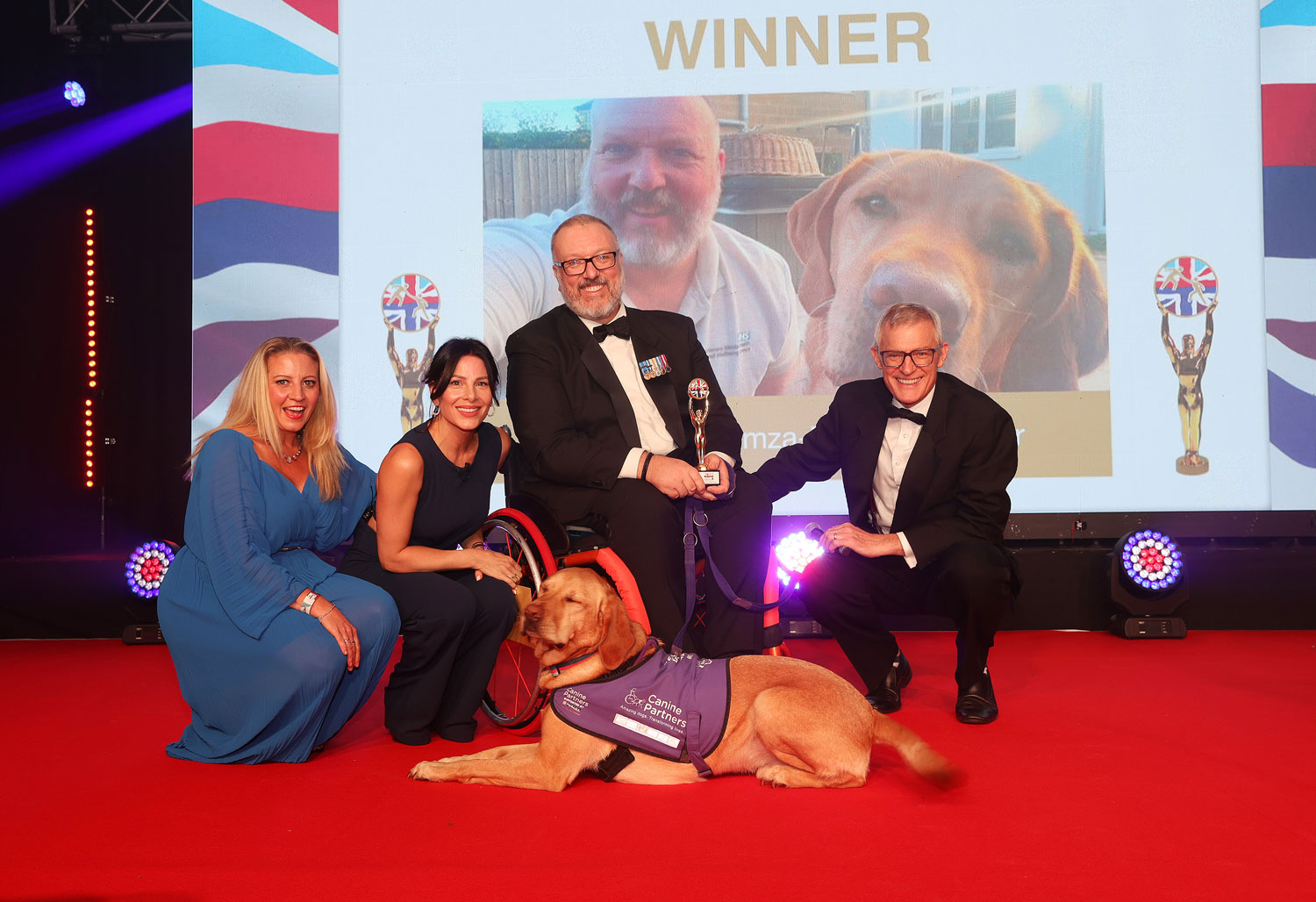 Jonathon Giemza-Pipe and Baxter won the Soldiering On Awards' Animal Partnership Award CREDIT Schmooly