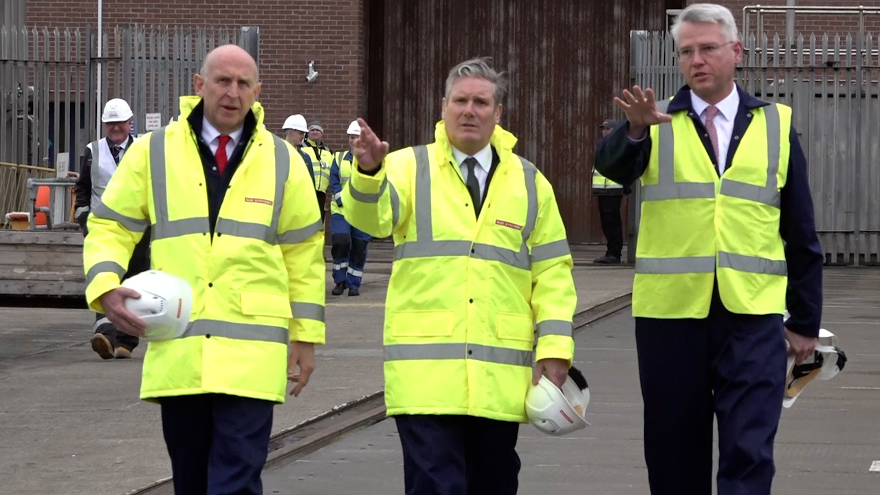 The Labour leader Sir Keir Starmer visited BAE Systems in Barrow and announced his party's 'triple lock' plans for the UK's nuclear deterrent.