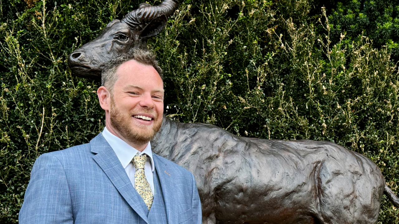 Knox Field is the sculptor who created the regiment's Indian black buck antelope