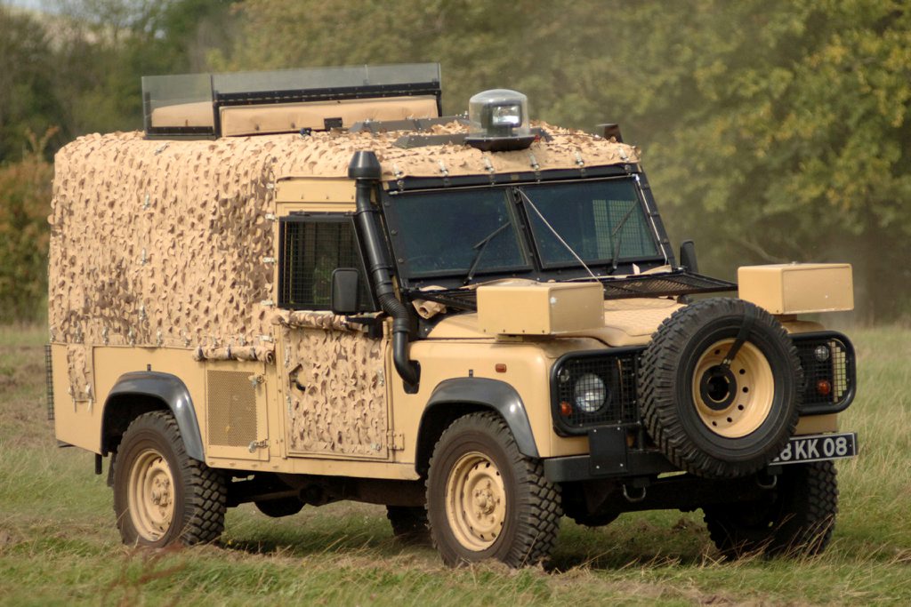 Snatch Land Rover on show at Vehicle Study Day at Salisbury Plain.