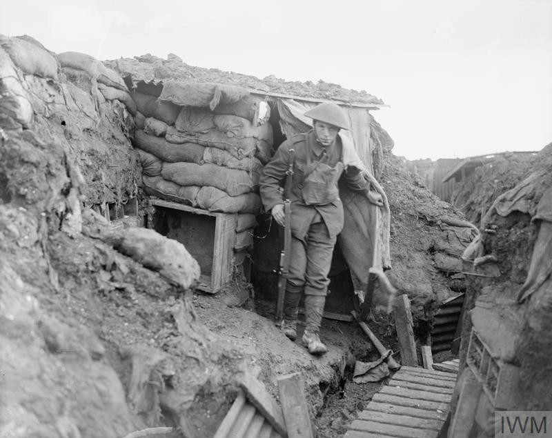 A Sniper Of The 6th Battalion. York and Lancaster Regimenon the front at Cambrin, 6th February, 1918.