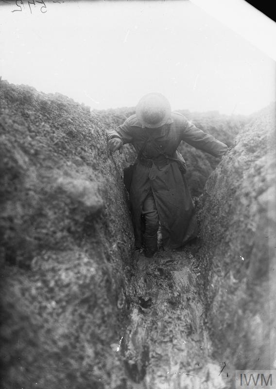 Solider wading through mud at The Somme. 1917.  