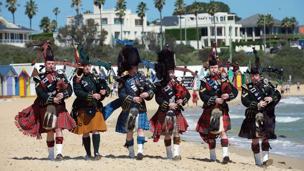 Life's A Beach: Pipers Take a Break From Rehearsals Life's A Beach: Pipers Take a Break From Rehearsals