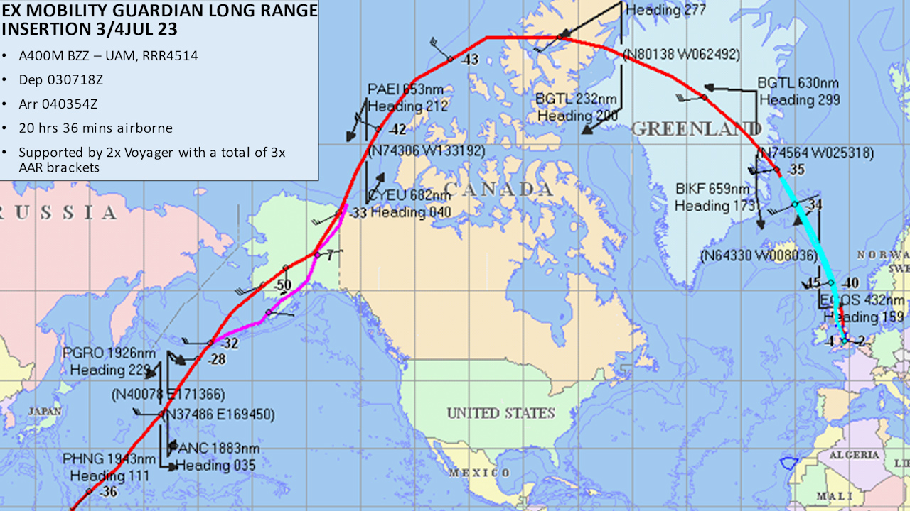 The flight plan for the Atlas aircraft on 3 July (Picture: Royal Air Force).