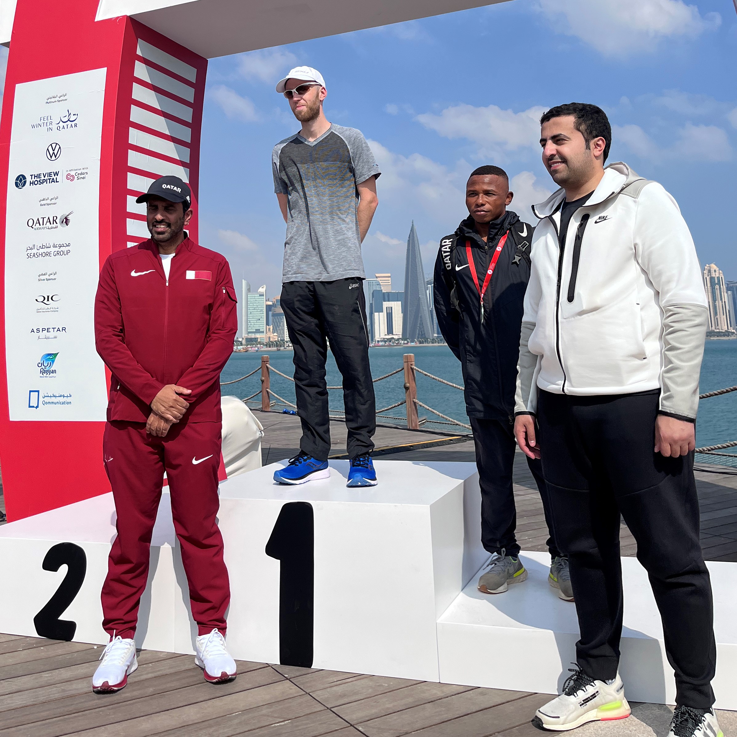 The podium at the end of the Doha Marathon in the Middle East (Picture: RAF).
