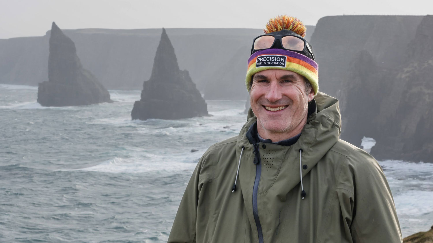 Mike Ellicock, a veteran Parachute Regiment officer, in front of Duncansby-Stacks CREDIT Fergus Kennedy & Mike Ellicock