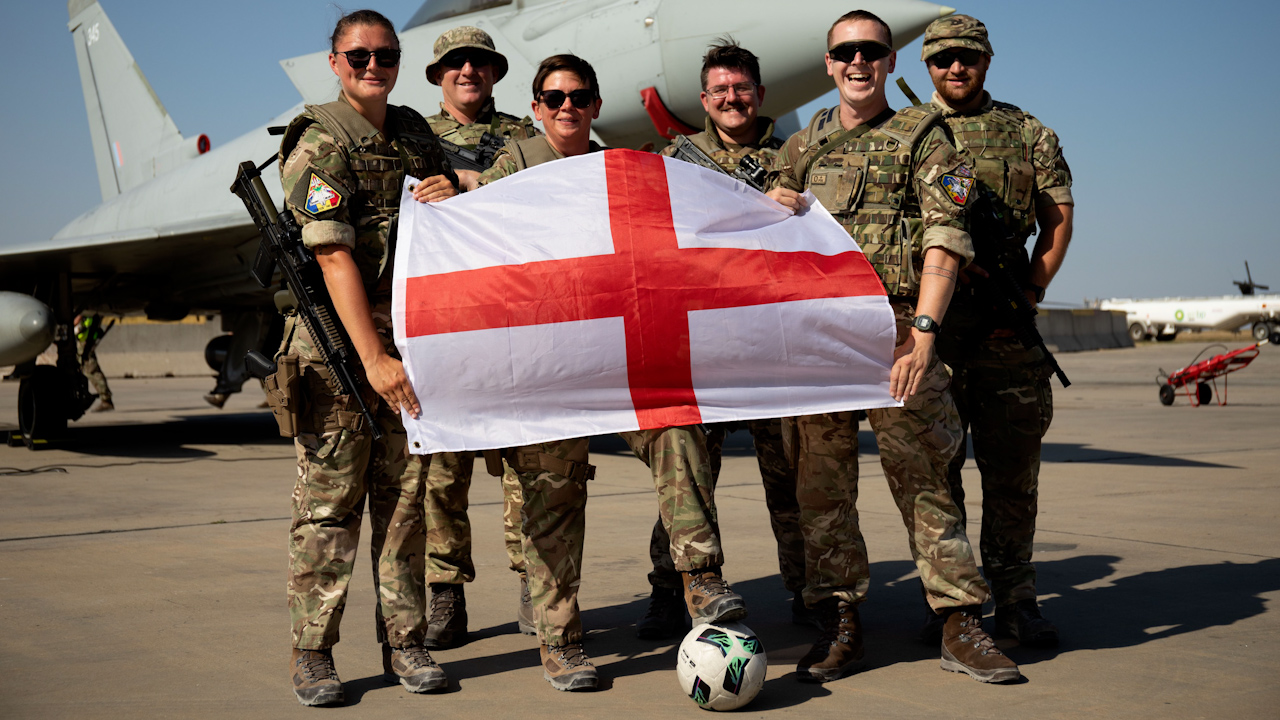 Members of the Armed Forces have wished the England football team the best of luck ahead of their match against Spain in the Euro 2024 finals (Picture: Nato Air Command)