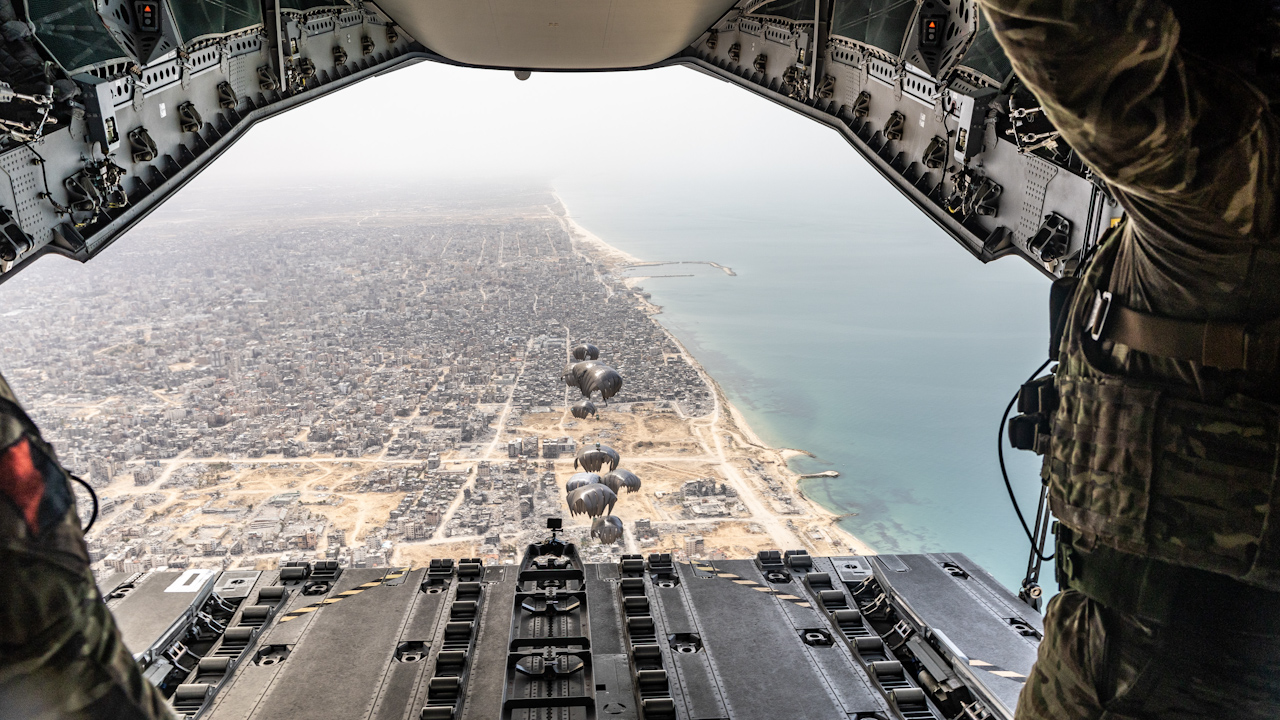 The Royal Air Force have carried out their ninth air drop for the people of Gaza (Picture: Royal Air Force).