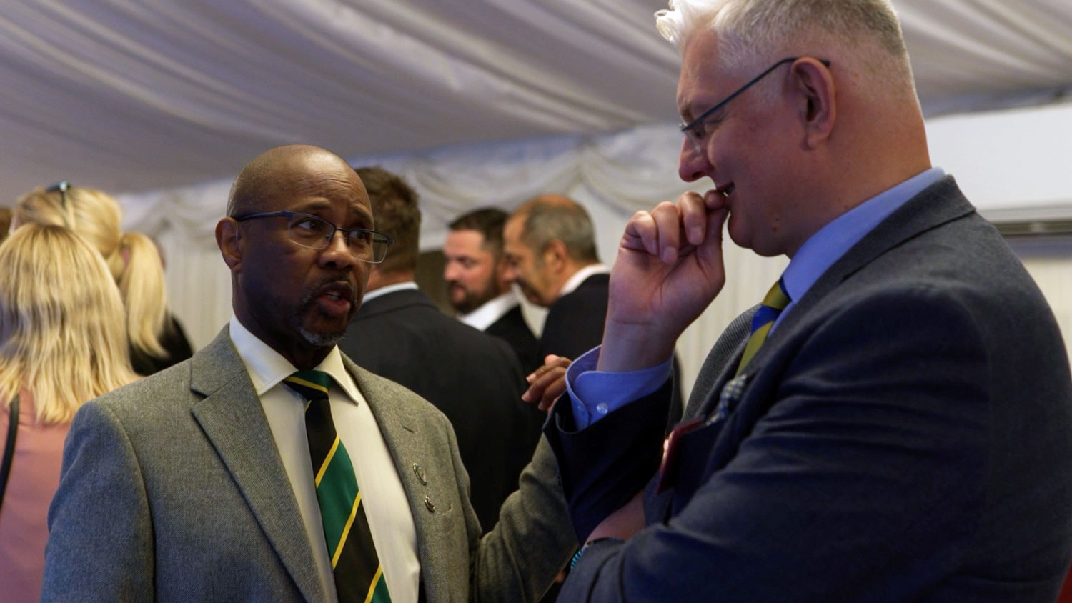 Paul Chambers speaks with another attendee at the 2024 Soldiering On Awards 23 July 2024 CREDIT no credit in SOA stories