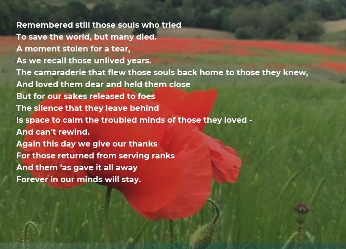 Remembrance poem by Ernie Rowe. BFBS