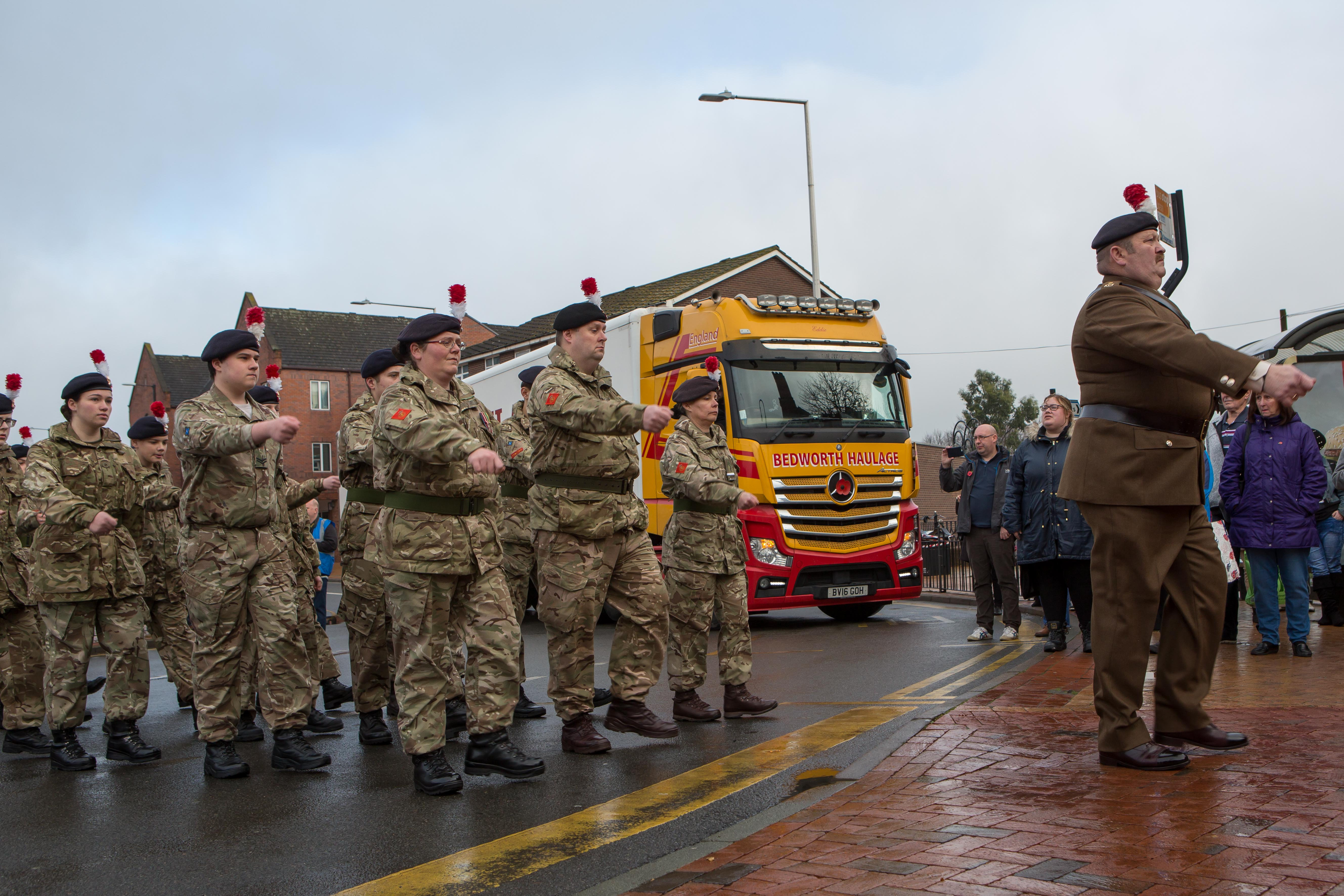 Remembrance: Armistice Day truck procession in Bedworth - CREDIT: SWNS