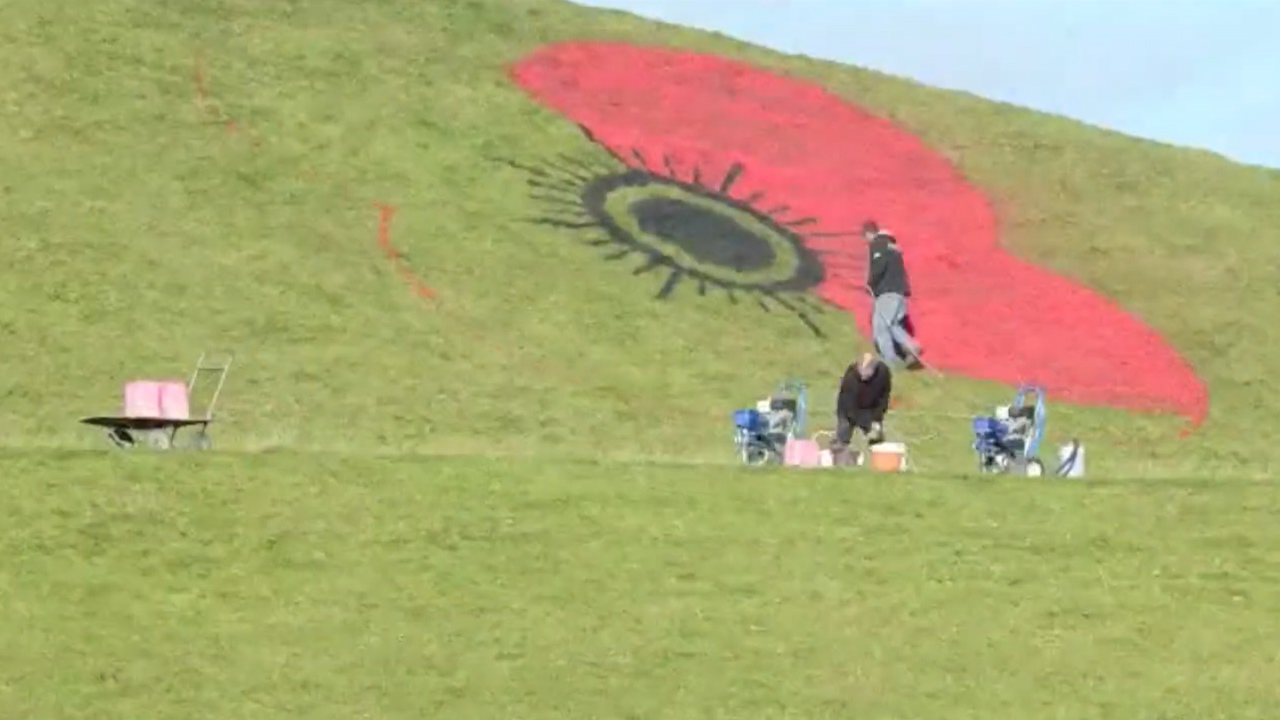 Poppy Scotland put on their yearly giant poppy display on the pyramids in West Lothian (Picture: Poppy Scotland).