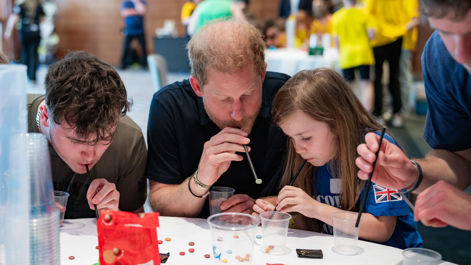 Prince Harry playing games with members of Scotty’s Little Soldiers on 9 May 2024 2 CREDIT Scotty’s Little Soldiers