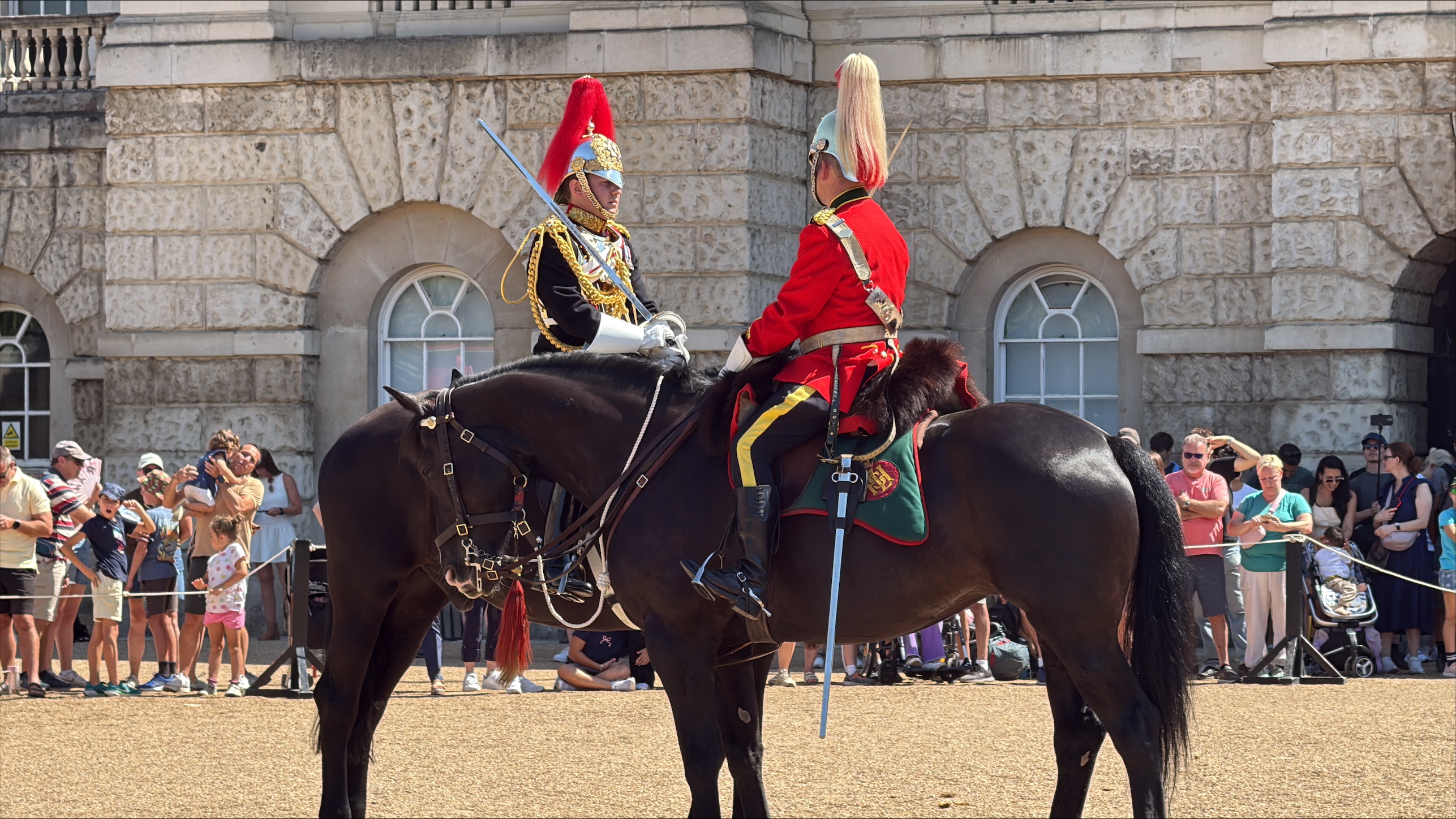 Not only did the troops of the Household Cavalry Mounted Regiment hand over their role, they handed over their horses as well