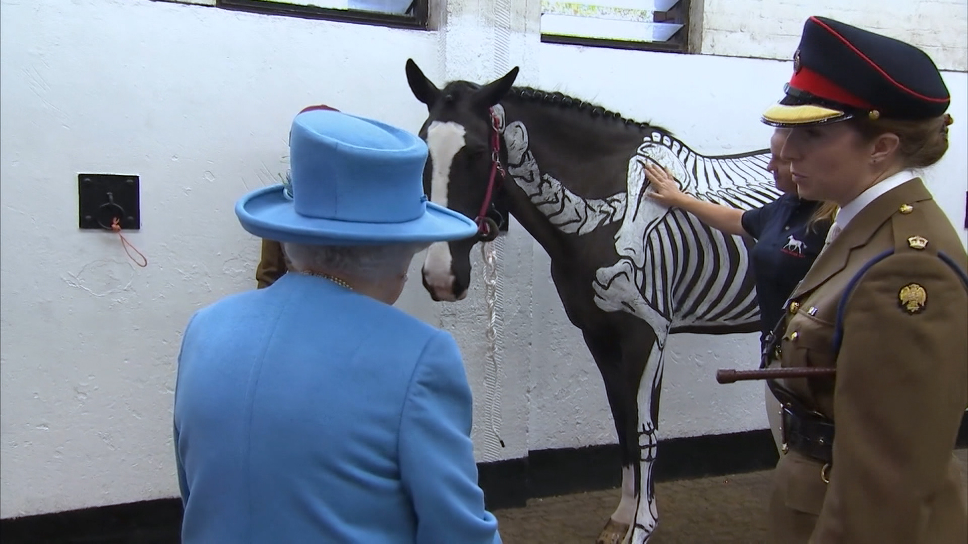 The Queen at Household Cavalry's barracks in Hyde Park