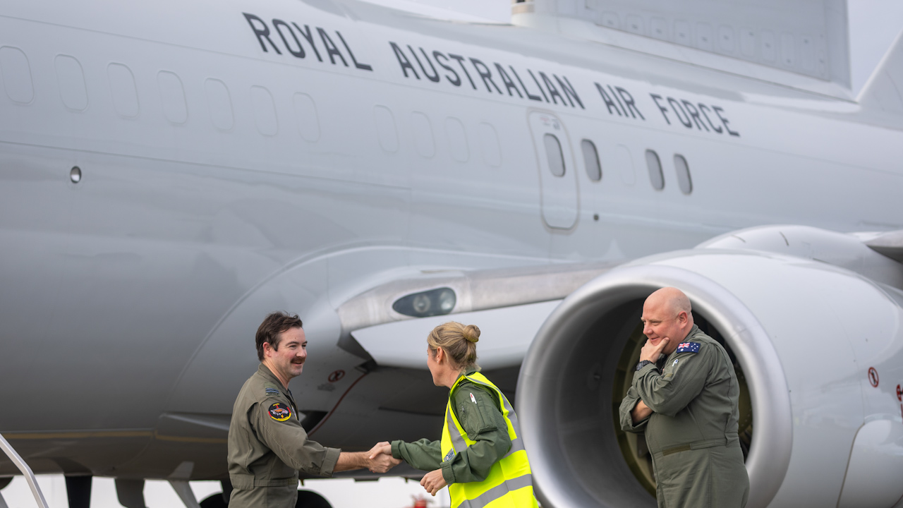 Royal Air Force personnel greeting their Australian friends from down under at Lossiemouth (Picture: Royal Air Force).