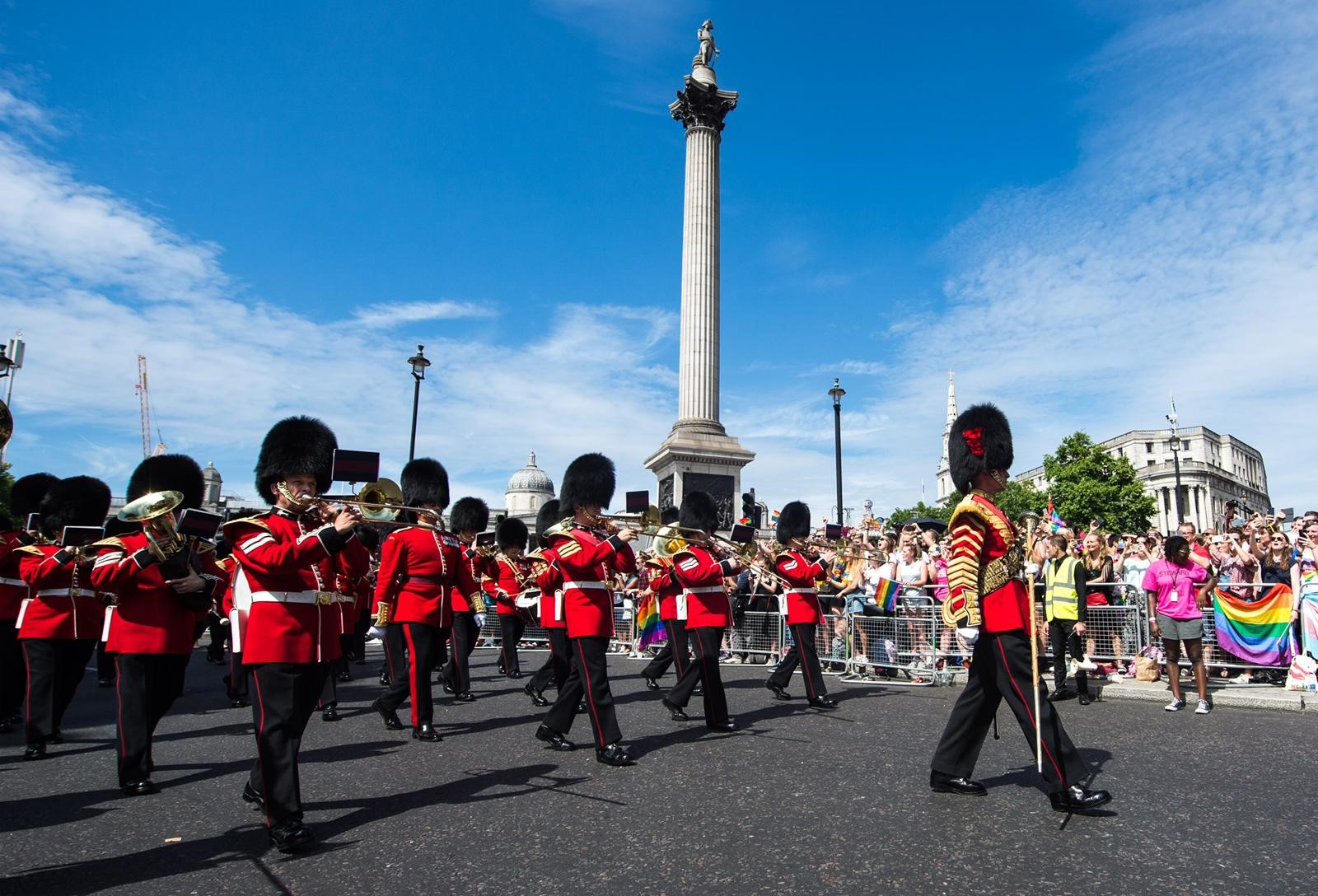 LCpl Rhona Carse at Pride march with band