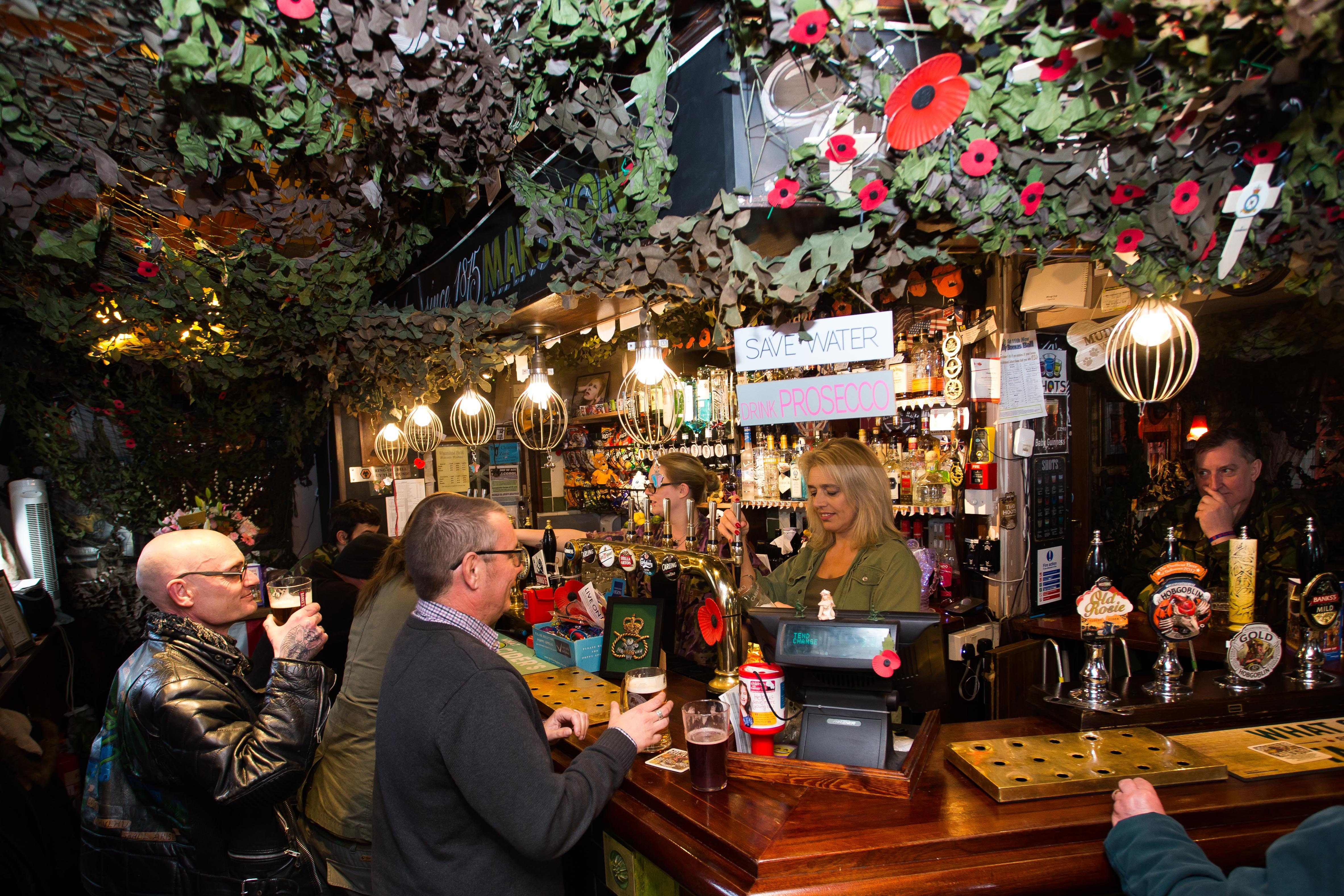 Pub redecorated as in Dad's Army - CREDIT: SWNS