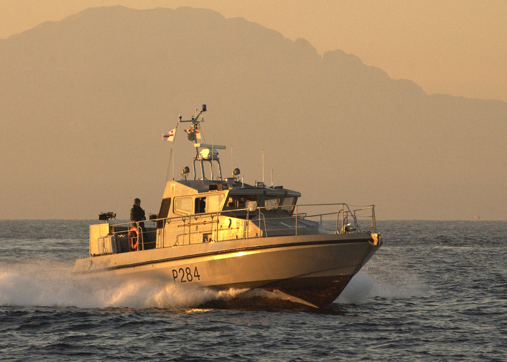 Royal Navy Gibraltar Patrol Boat Squadron HMS Scimitar on patrol around the territorial waters of Gibraltar