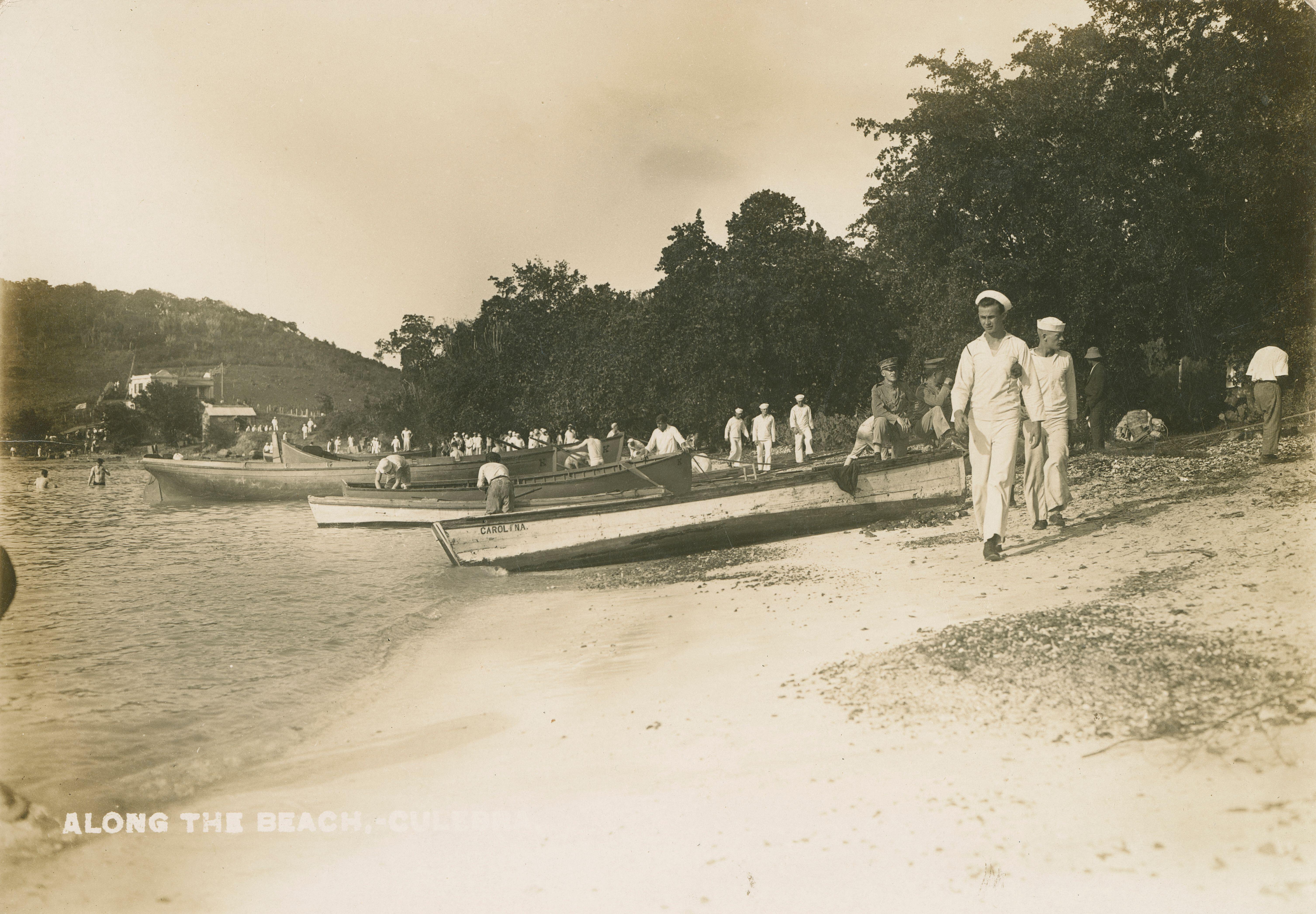 US Navy sailors with boats “along the beach” in Culebra, Puerto Rico. SOURCE: Alamy