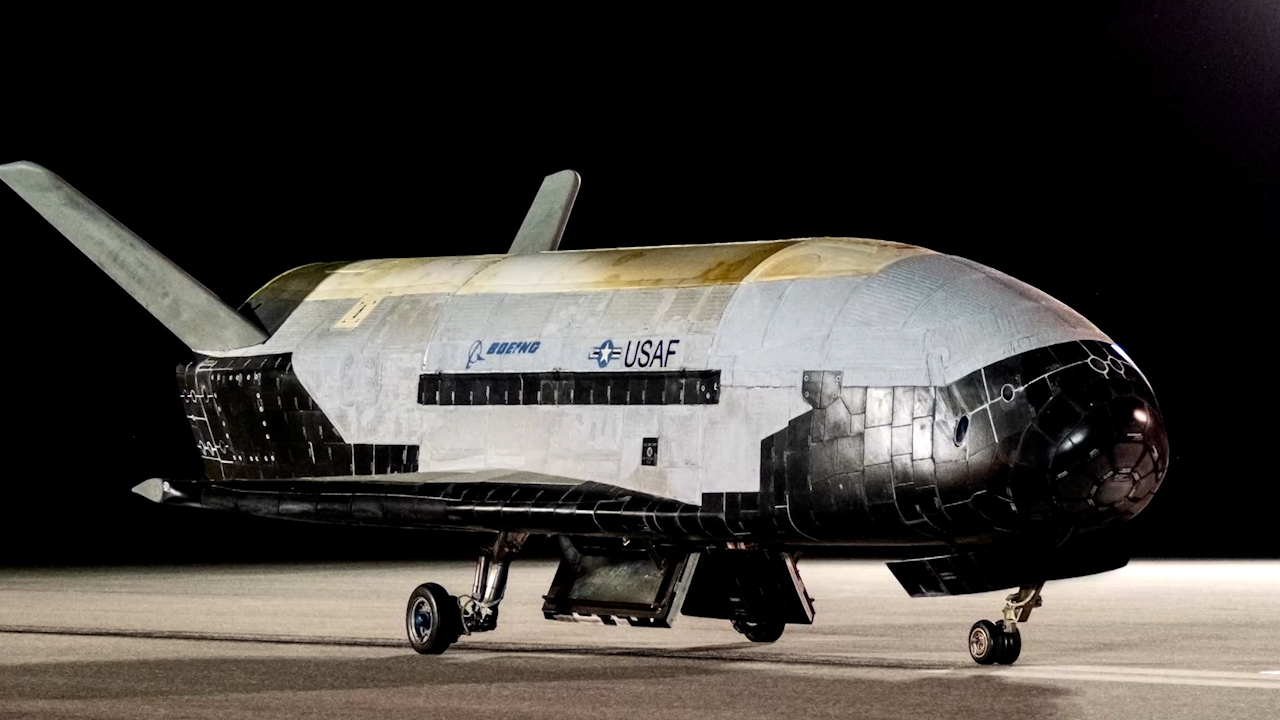 The secretive X-37B aircraft is believed to be heading for the vicinity of the moon (Picture: US Department of Defence).
