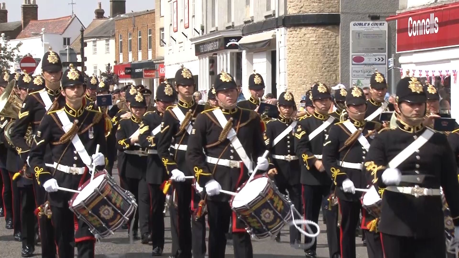 Soldiers march through Bicester.