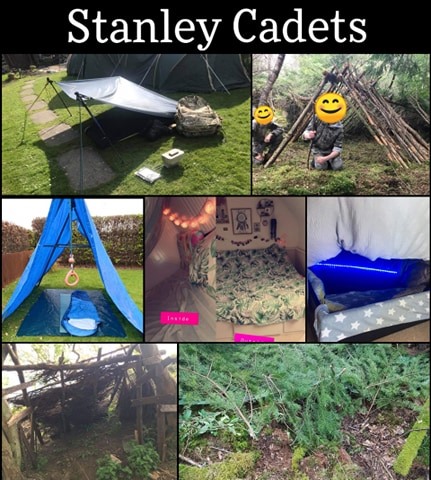 Stanley Cadets Virtual Section Shelter Challenge. Credit Abigail Robertson