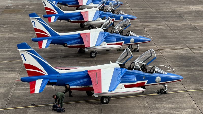 France's answer to the Red Arrows line up at Lossie en route to US celebration