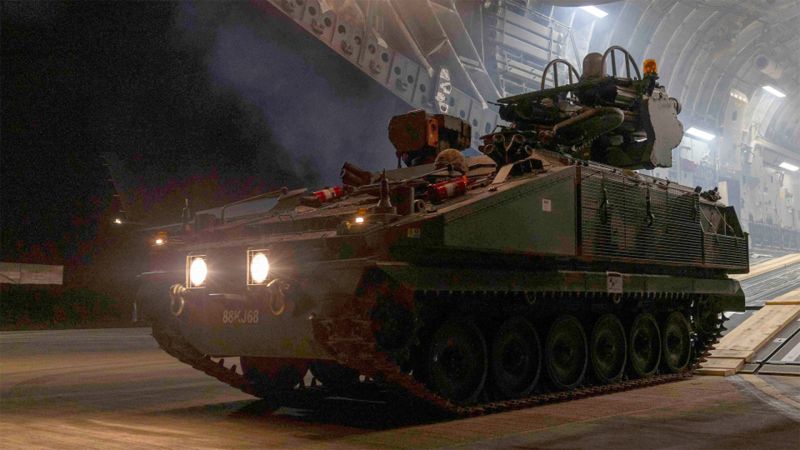 Royal Artillery's Stormer air defence armoured vehicles flown in to Cyprus