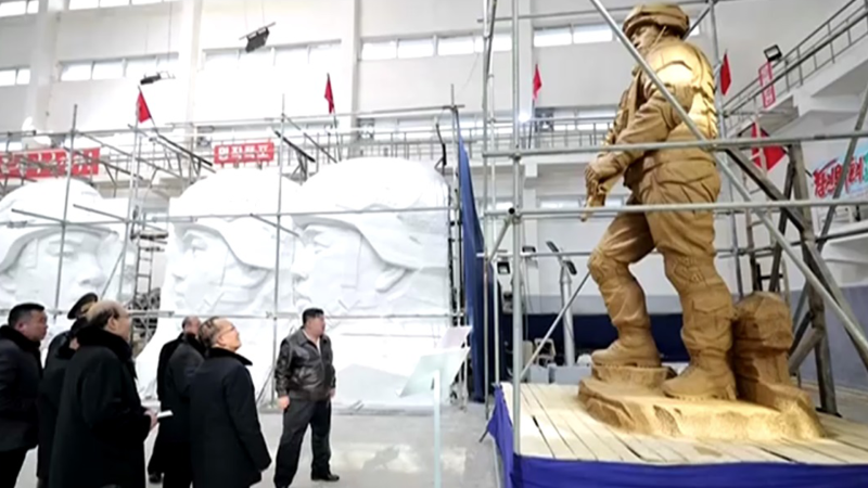 Kim Jong Un inspects memorial sculptures for North Korean troops killed fighting in Ukraine