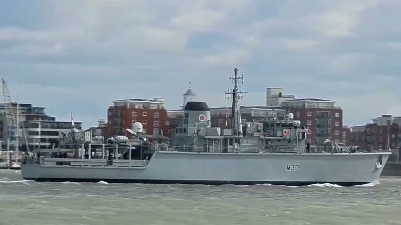 Minehunter HMS Brocklesby leaves Portsmouth for sea trials after three-year refit
