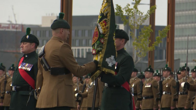 Royal Irish Regiment Receive New Colours From Duke Of York